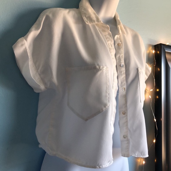 Zara Cropped White Short Sleeve Shirt - Picture 4 of 7